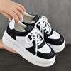 Johnature Genuine Leather Thick Sole Height Increasing White Shoes For Women Casual Flat Platform Shoes