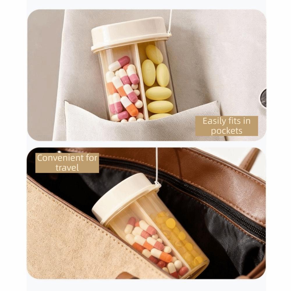 Portable 4 Grids Pill Box Sealed Pill Storage Box Portable Pill Dispenser for Home