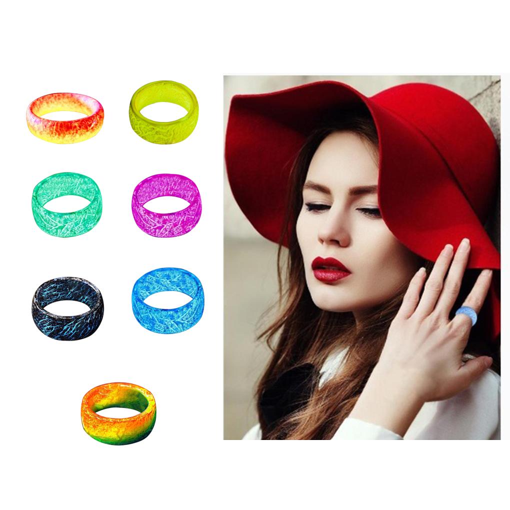 Fashion Colorful Luminous Resin Ring Women Men Fluorescent Glowing Rings