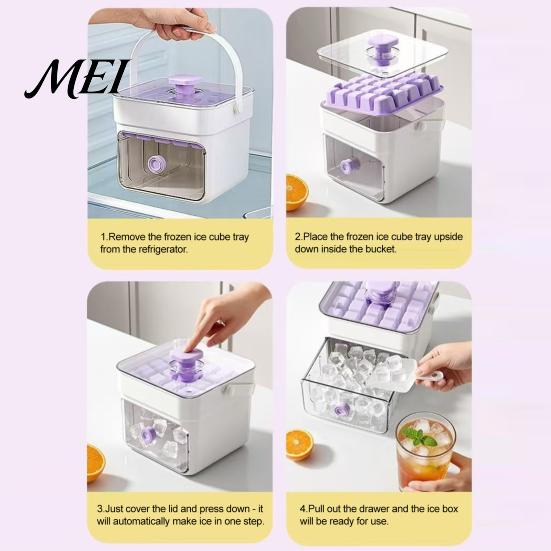 Flexible Ice Cube Maker 2-In-1 Tray, And Storage Bin Set, Large Capacity 25-Cell Odor Resistant Tray One-Click Easy Release Maker, for Camping Outdoor