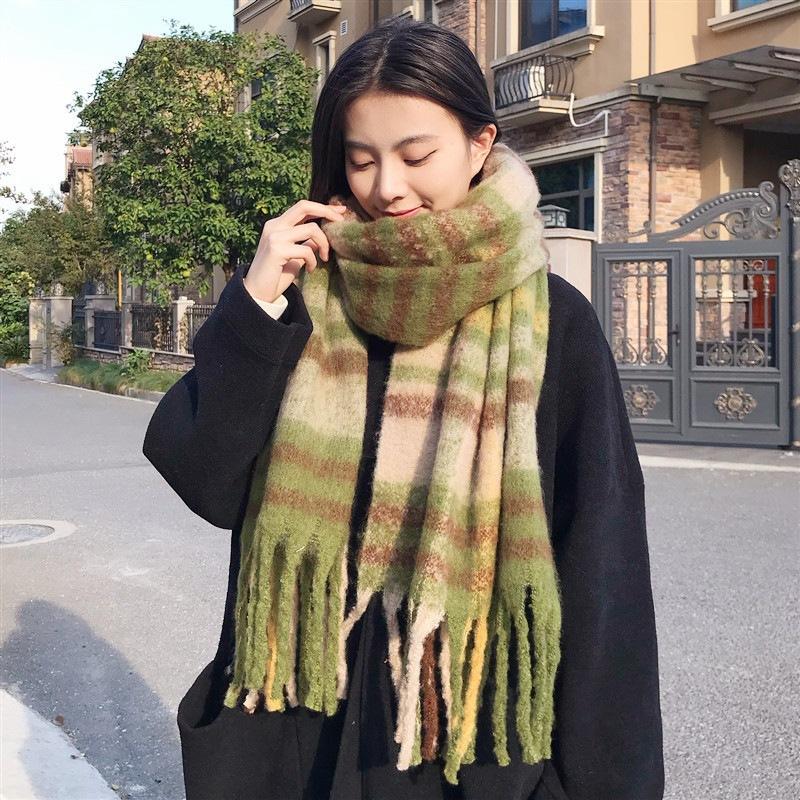 Korean Version Ins Female Mohair Scarf Shawl Dual-purpose Winter 1116 New Student Warm Versatile Fashion Scarf