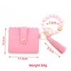 Leopard Print Silicone Bead Bracelet Wallet with PU Leather Tassel Keychain