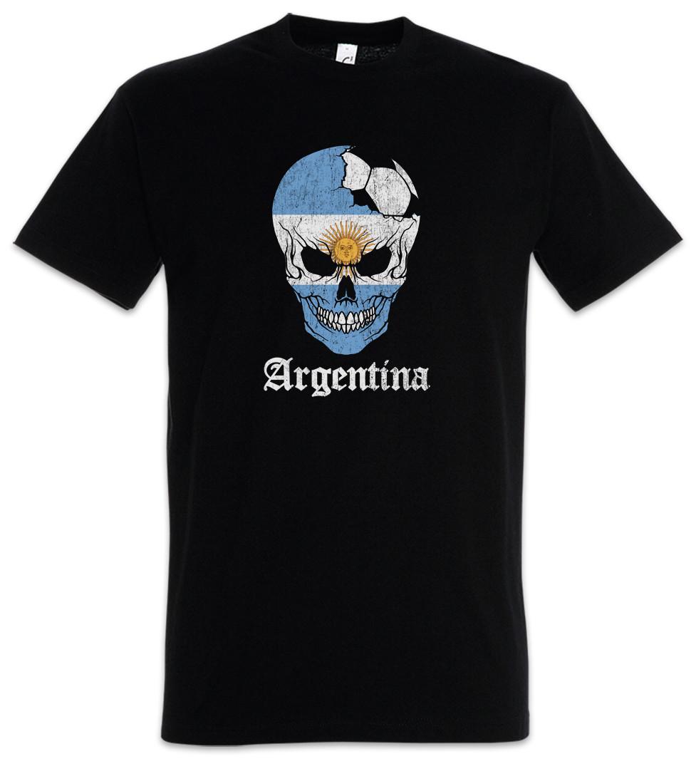 Argentina Football Skull I T-Shirt Mens Womens Tees Top argentinean Soccer Flag World Championship M