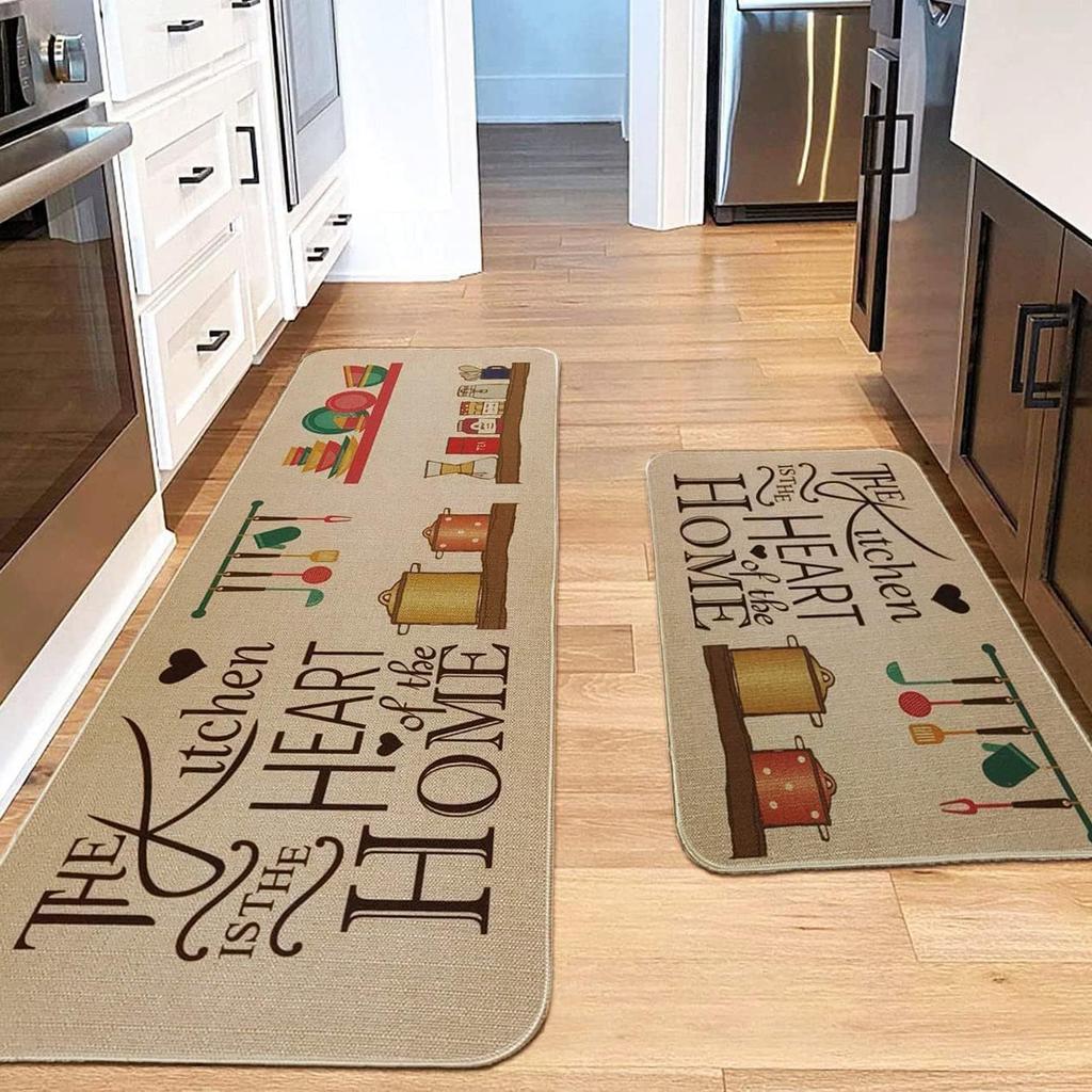 Kitchen Mat Household Oil-Absorbing And Dirt-Resistant Long Floor Mat Two-Piece Set Of Foot Mats Easy To Take Care Of Door Mat