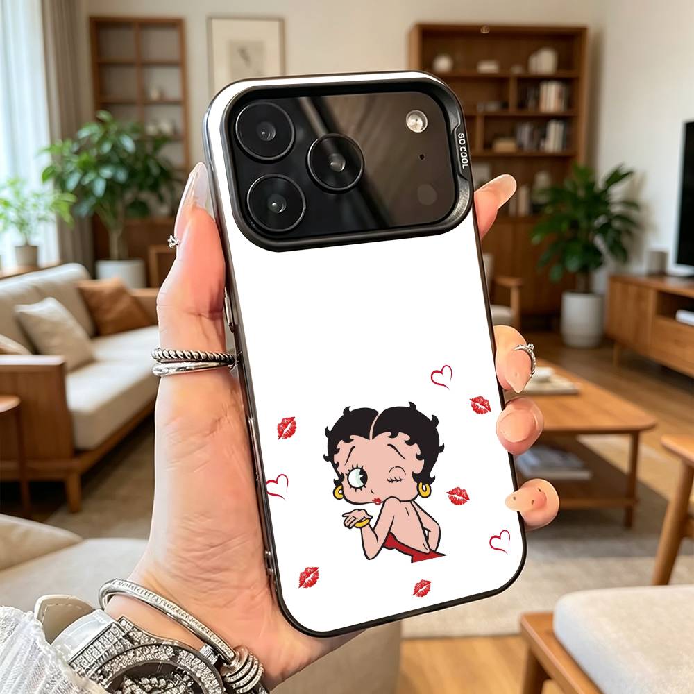 Classic Character B-Bettys Boops Phone Case For iPhone17,16,15,14,13,12,11Plus,Pro Max,XS,Colorful Silver Phone case Funda Cover