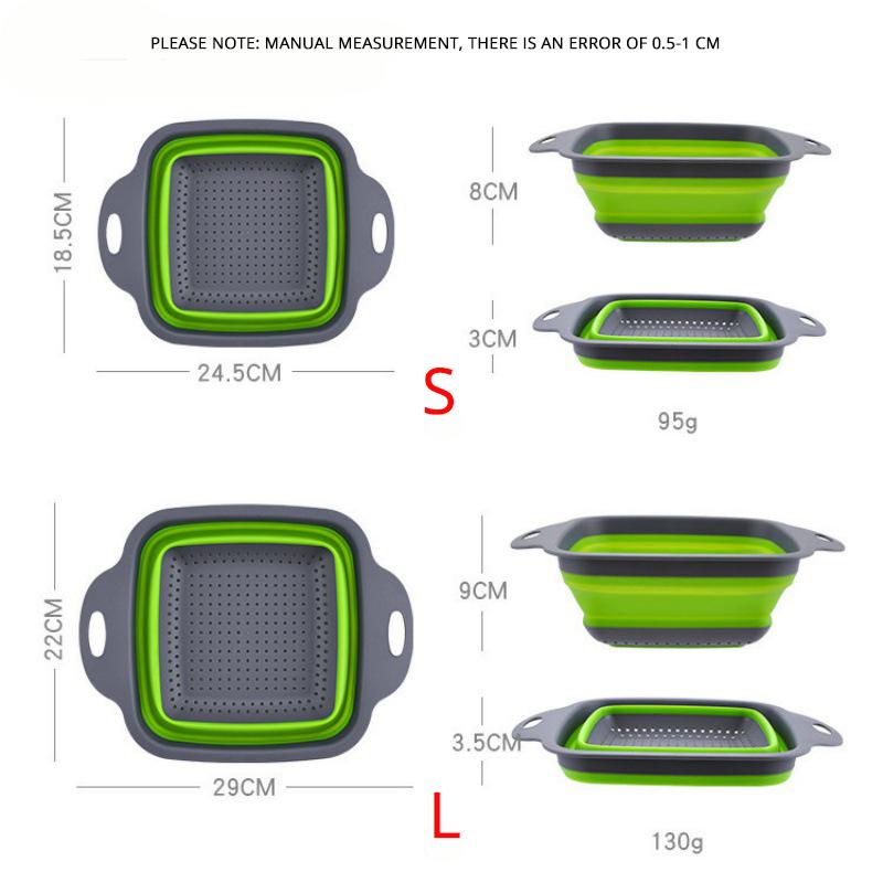 Coș de scurgere pliabil din silicon, coș de spălat fructe și legume, strecurătoare pliabilă, scurgere pliabilă, instrument de depozitare pentru bucătărie