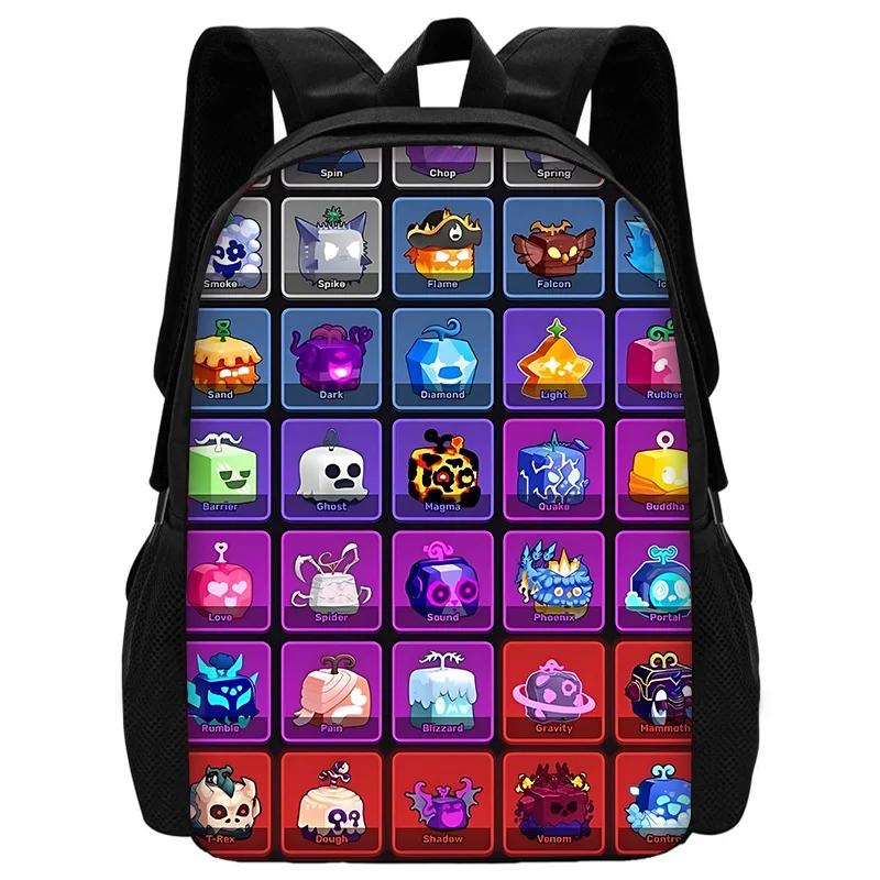 Cartoon Blox Fruits Kinder Schulrucksack mit Umhängetasche Federmäppchen Schultaschen für Jungen Mädchen Bestes Geschenk
