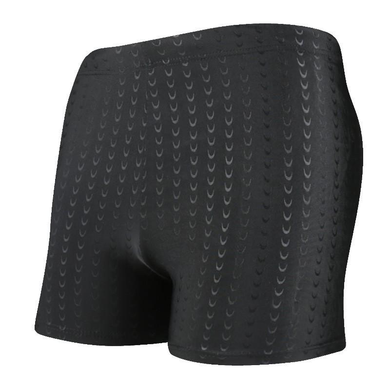 Men's Quick-Dry Black Shark Skin Swim Trunks, Large Size