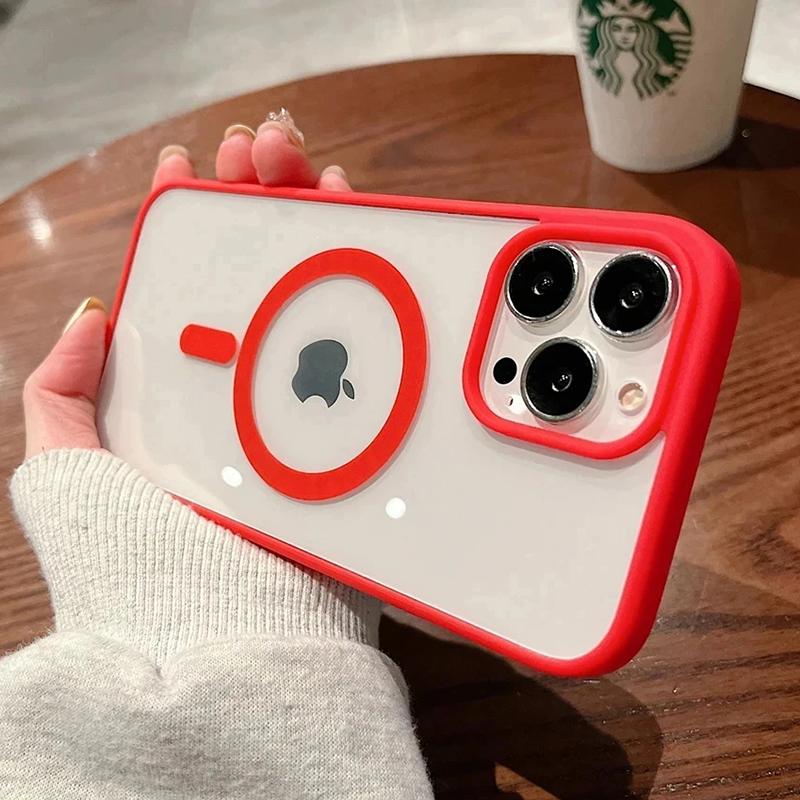 Stoßfeste, magnetische, klare Acryl-Telefonhülle für iPhone 15 14 13 12 11 Pro Max 14 Plus für Magsafe Wireless Charge Hard PC Cover