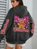 Women's Merry Christmas Pattern Pocket Pullover Hoodie - Casual Wear for Autumn/Winter