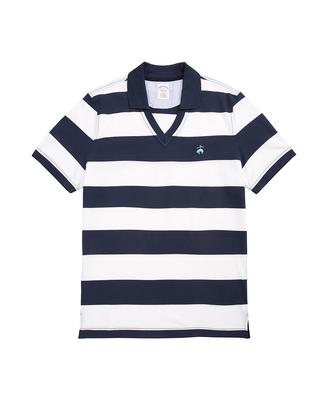 BROOKS BROTHERS Johnny Collar Stripe Polo Shirt (Navy) (Bbntmm8740Qem)