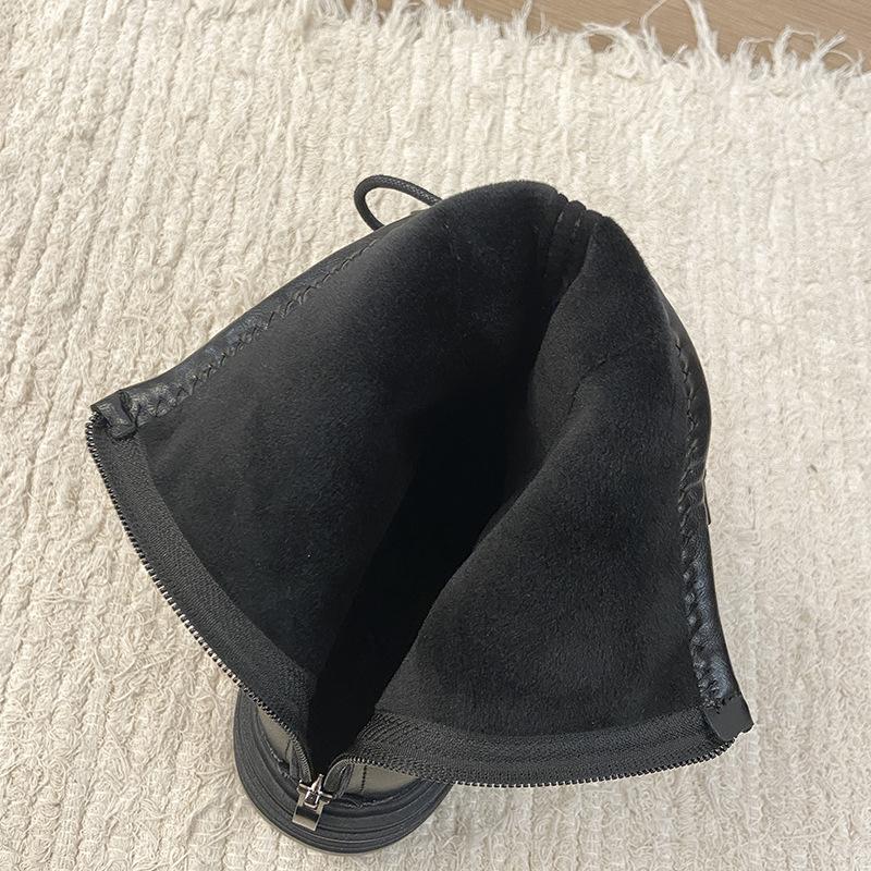 Temperament high-heeled thick-soled versatile Martin boots women's classic high-end lace-up small elastic short boots thin boots