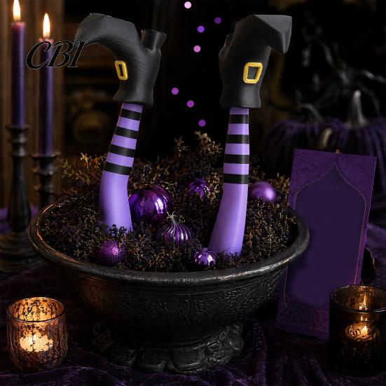 Decorazioni Spettrali per Giardino di Halloween, 1 Paio di Gambe da Strega Fioriere Decorazioni, Gambe in Plastica Inseribili Vento-Resistenti Vasi da Fiori Decorazioni Ornamenti, per Esterno Interno