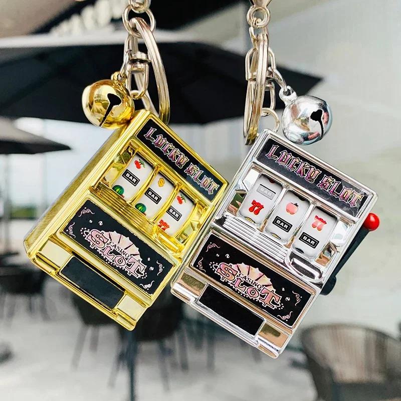Lucky Charms Jackpot Keychain Creative Mini Fruit Machine Keychain Mini Casino Bag Charm Lucky Slot Machine Model Children's Toy