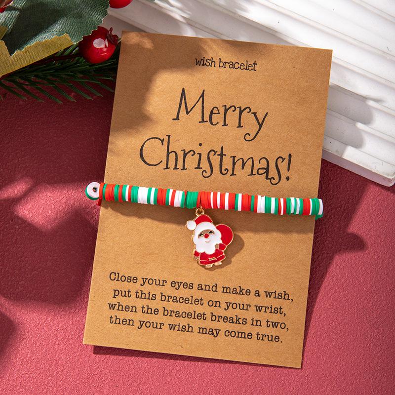 European and American Christmas popular soft pottery bracelet, elk snowman Christmas tree alloy pendant, gift jewelry