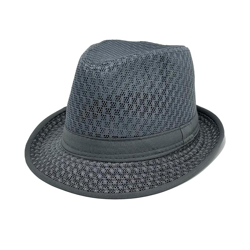 Sommerhut für mittlere und ältere Menschen Herren Sonnenhut Papa Zylinder Netz Atmungsaktiv Ältere Kühle Hut Sonnenhut (56-58cm) gray