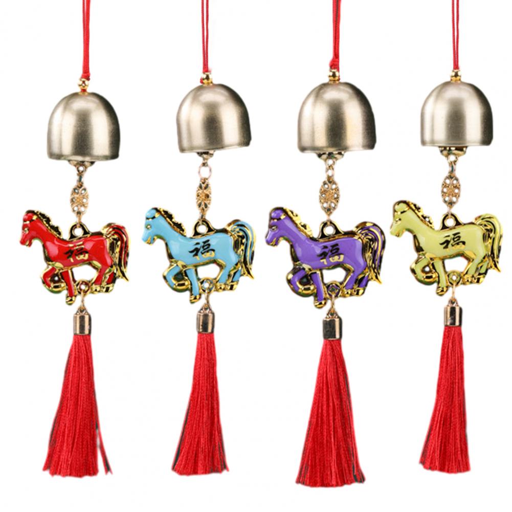 Chinese New Year Horse Pendant 2026 Feng Shui Zodiac Animal Charm Hanging Tassel Ornament With Bell For Home Window Car Decor