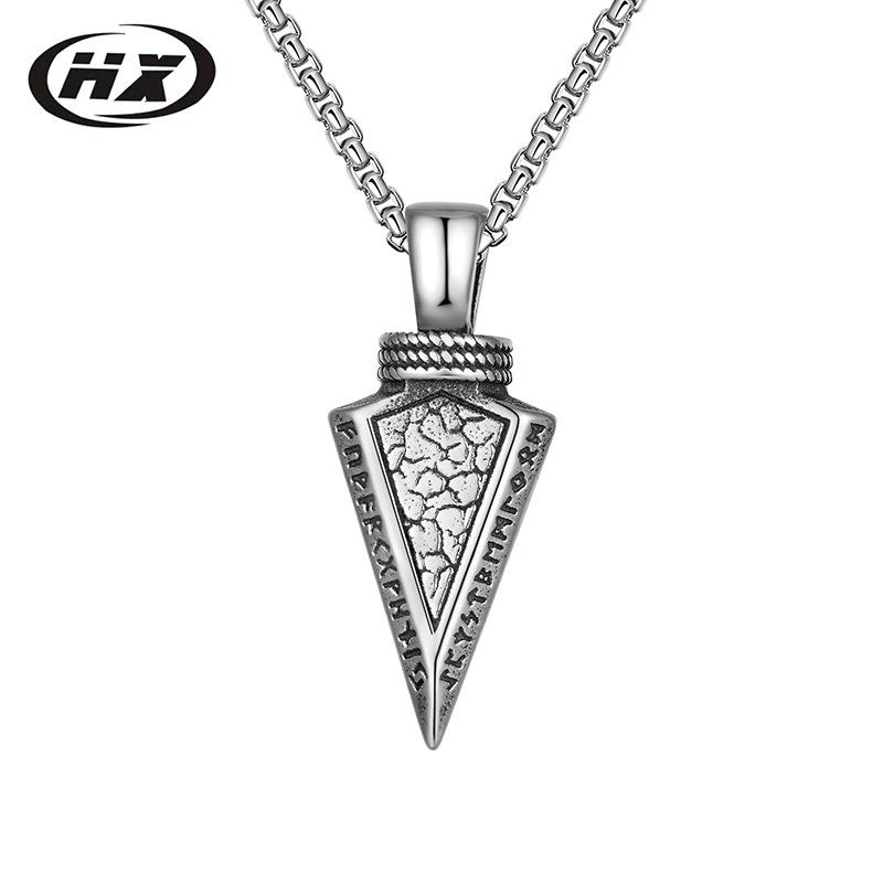 High-End Viking Stone Arrow Pendant Necklace - Autumn/Winter Titanium Sweater Chain
