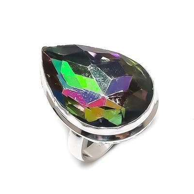 Mystischer Topas Edelstein 925 Sterlingsilber Schmuck Ring Größe 7