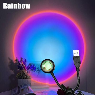 Sunset Lamp LED USB Rainbow Neon Night Light Projector Photography Wall Atmosphere Lighting for Bedroom Home Room Decor Gift