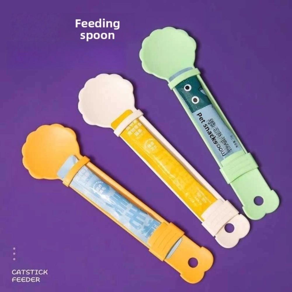 Extended Handle Pet Feeding Spoon Plastic Pet Wet Food Scoop Cat Treat Spoon Feeder  Pet Feeding