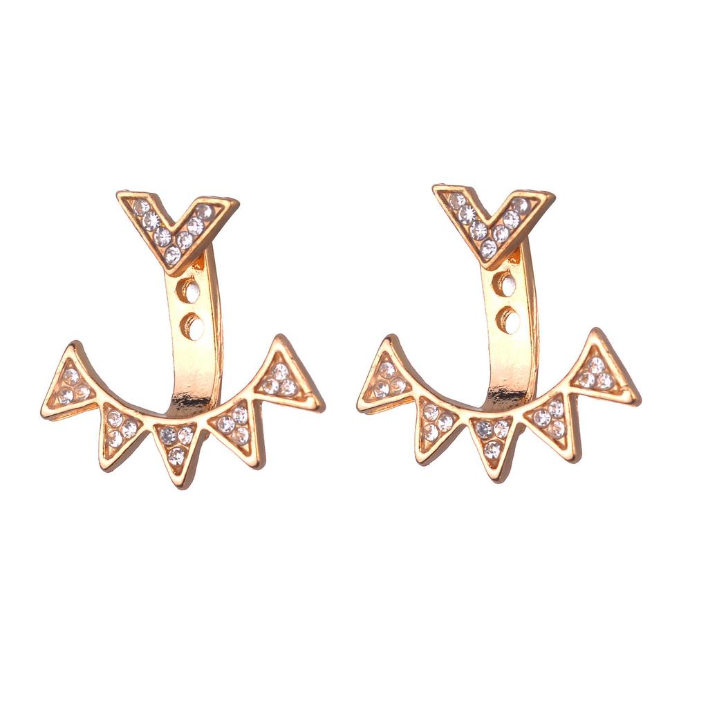 European American Fashion Rhinestone Crystal Triangle Stud Earrings