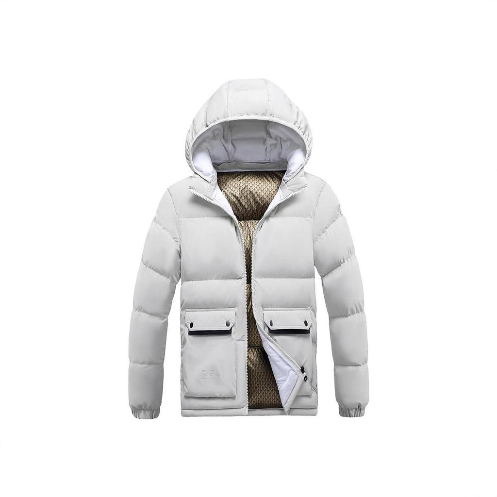 2025 Men's Winter Slim Fit Cotton Jacket with Removable Hood, Korean Style, Ribbed Trendy Design