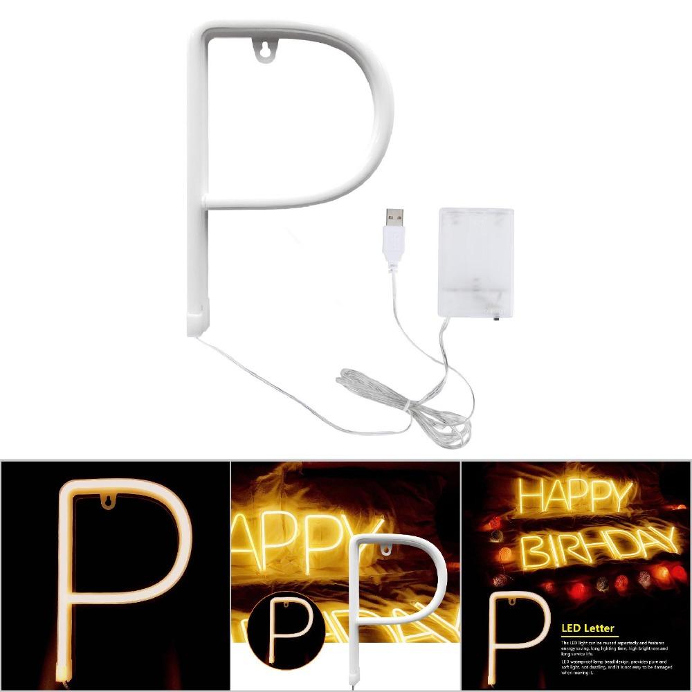 USB/Battery Powered LED Neon Light Letter Shape Neon Sign Light  Party Decoration