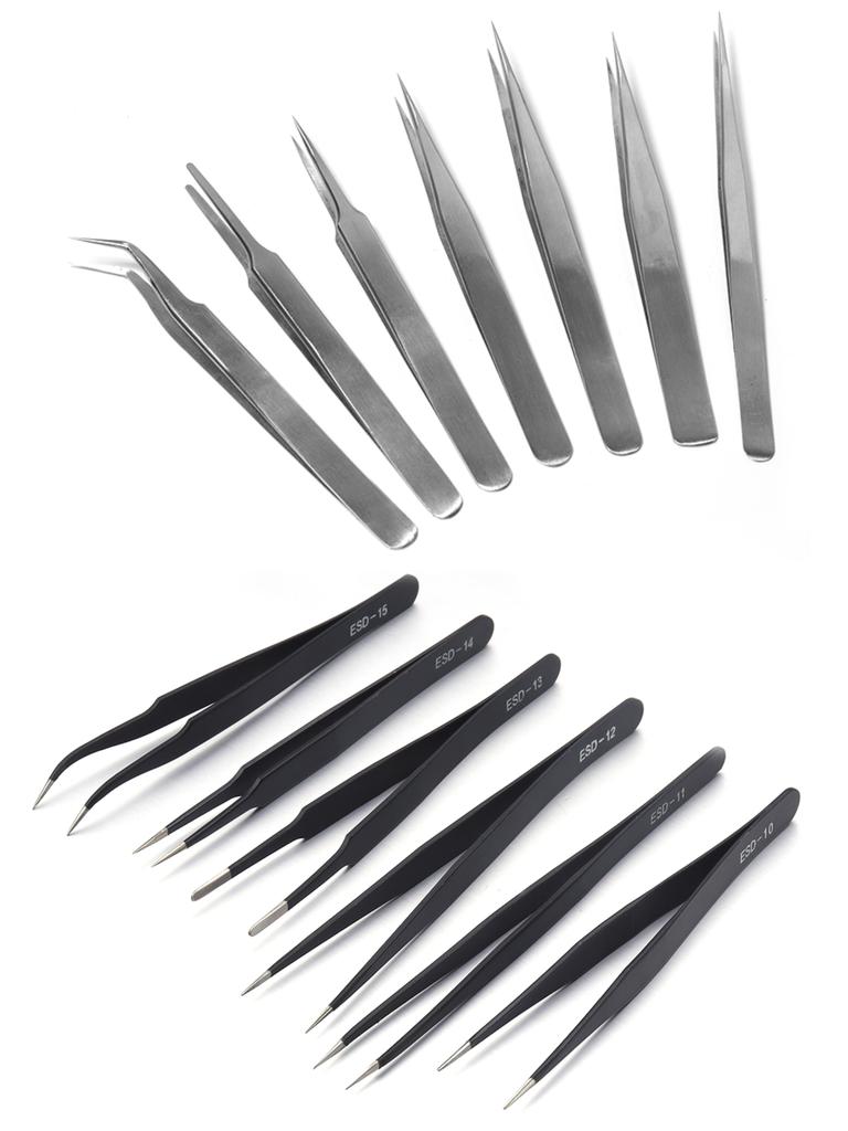 1 Pc Stainless Steel Black Tweezers Multi-size Curved Tips Tweezer for Jewelry Making Manicure Beading Pick-Up Tools Supplies