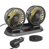 Portable 12V Car Dual Head Cooling Fan 360° Rotatable Air Cooler w/ Temp Display