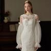 Elegant Yarn Bridal Arm Sleeves Pleated Lace Thin Wedding Long Sleeves Breathable Solid Color Detachable Sleeves Women