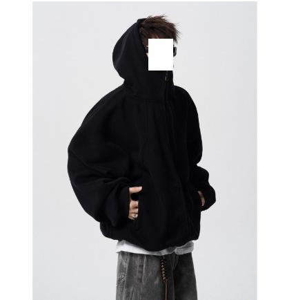 Heavy and Thickened Deconstruction Splicing Hooded Cardigan Sweater Men's and Women's Winter Trendy Design Sense Fleece Boxy Couple Jacket