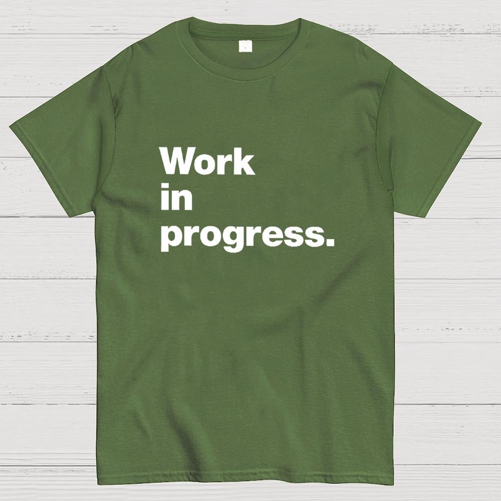 Work In Progress Unisex Cotton Summer Casual Cool Loose T-Shirt