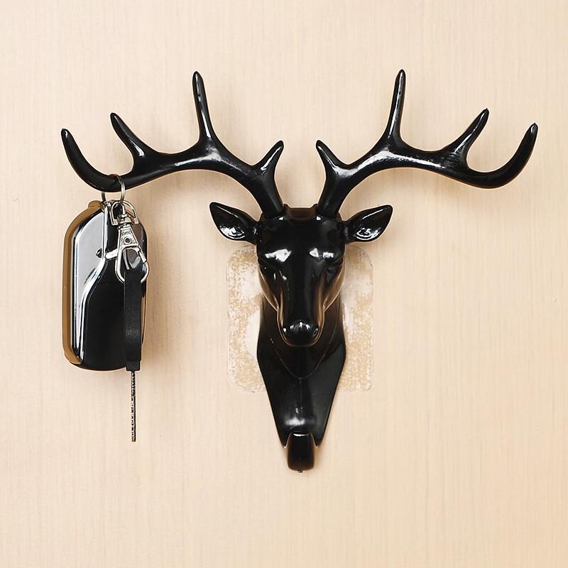ZNMWT Deer Head Antler Decorative Adhesive Wall Hooks