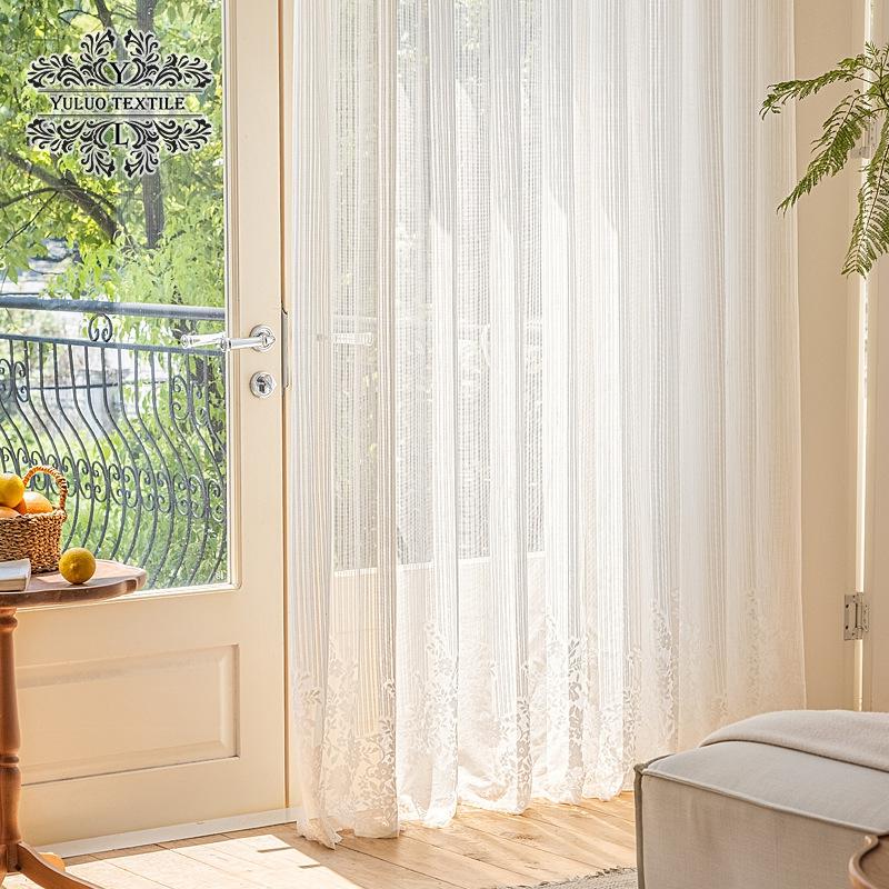 White Dream Tulle Curtain Finished French Style Pastoral Lace Curtain Bedroom Balcony Shading Decorative Window Gauze Fabric