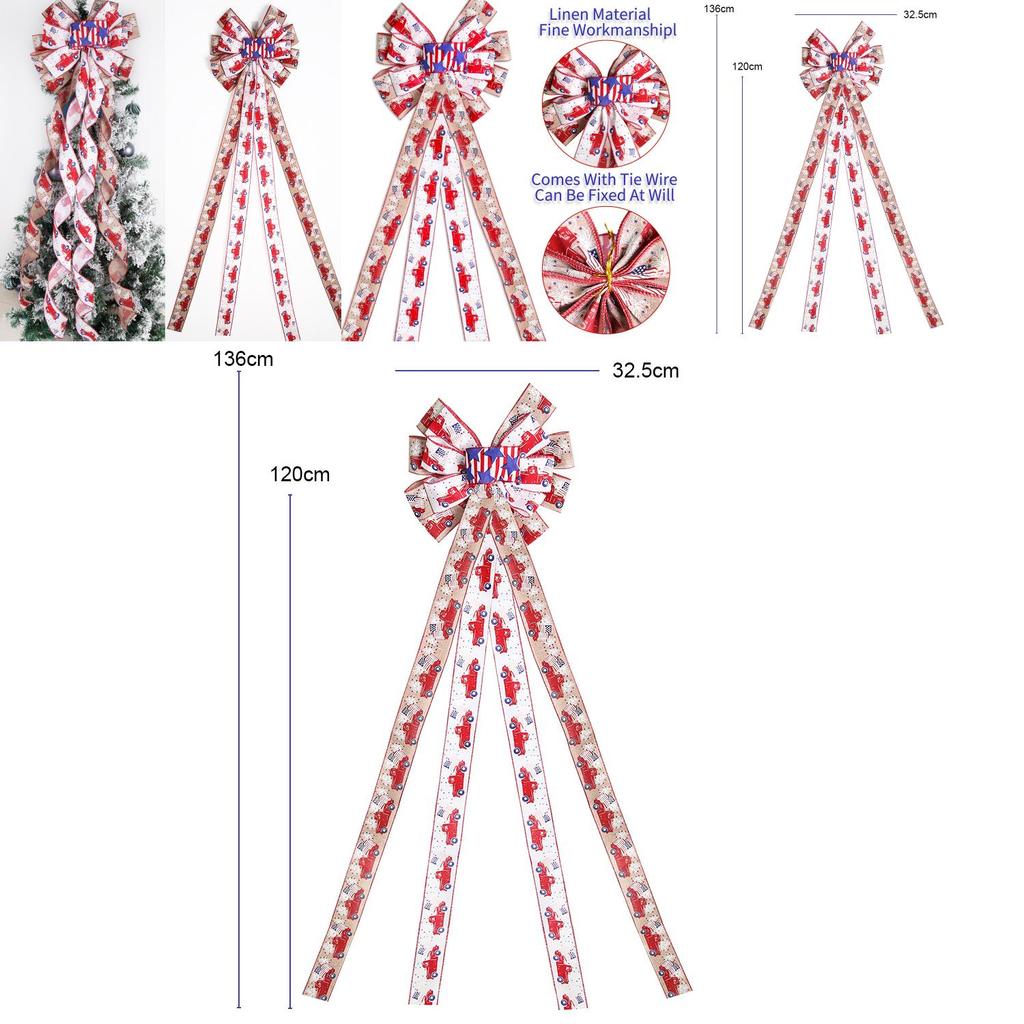 Colorful Cartoon Style American Independence Bow Indoor Decoration For Festive Christmas
