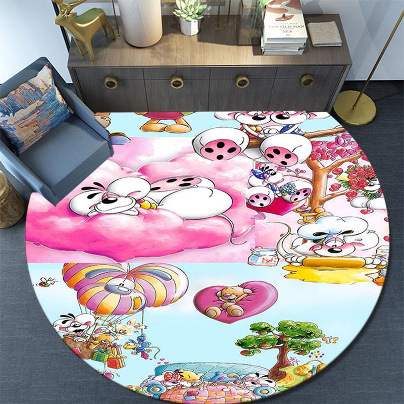 Diddl Cartoon Pattern Round rug,Carpet Rug for Living Room Bedroom Playroom ,Non-slip Floor Mat,Holiday Gifts and Birthday Gifts.
