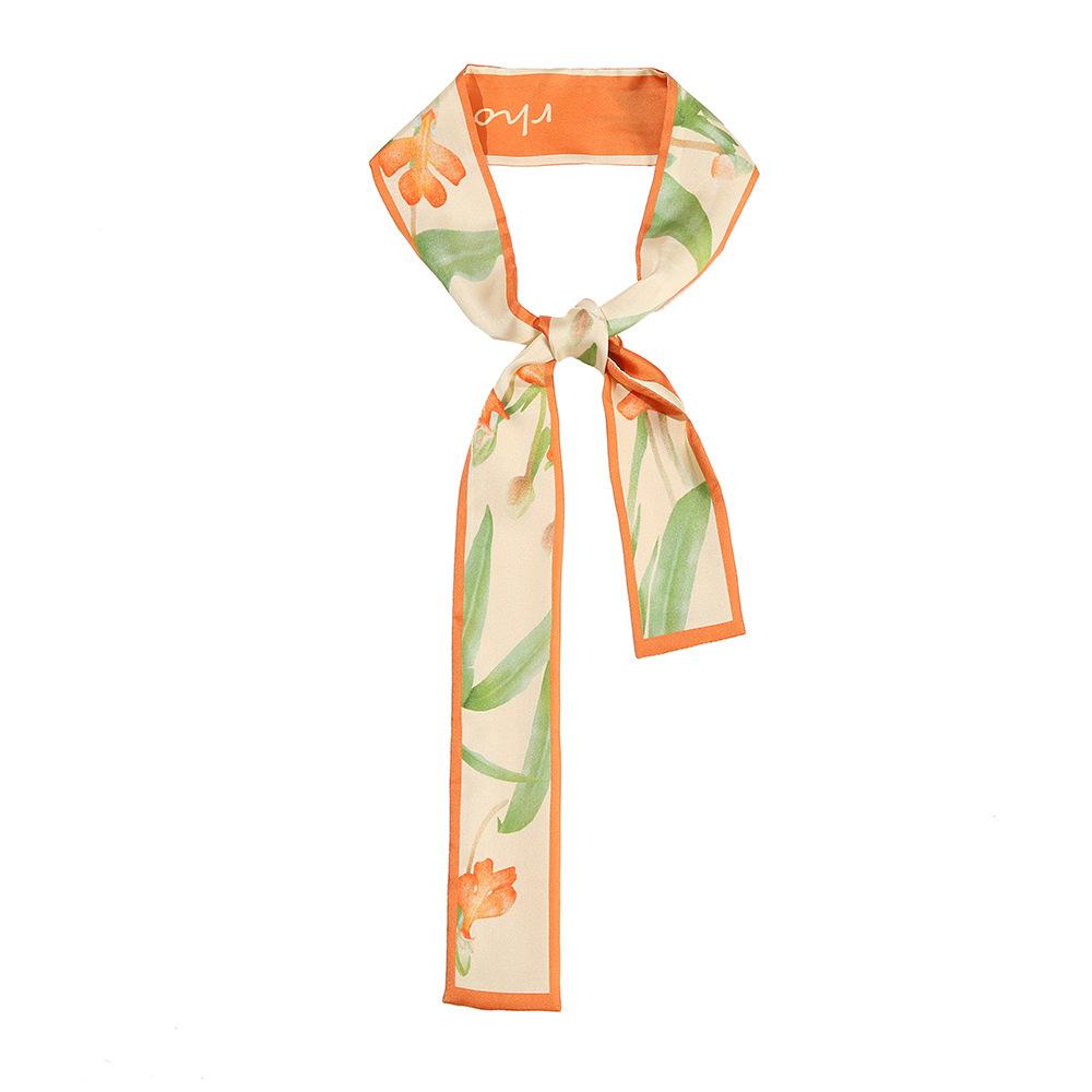 Lenço Skinny 100% Seda de Amora 6*125cm para Mulheres, Lenço Longo de Fita em Sarja de Seda, Lenço Fino para Pescoço e Laço de Cabelo, Cinto Versátil de Primavera Verão e Charme para Bolsa