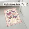 Butterflies Flowers Theme Soft Crystal Velvet Rug Custom Name & Text Print Non Slip Floor Rug for Bedroom Living Room