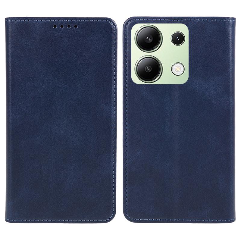 

For Xiaomi Redmi Note 13 4G Case Calf Texture Phone Leather Cover Wallet Blue