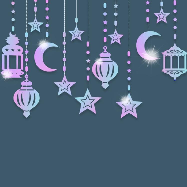 6Pcs Star Moon Garlands Hanging Streamers Banners for Eid Ramadans Backdrops Muslims Party Supplies Ceiling Garlands