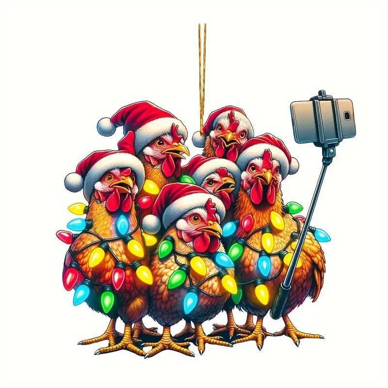 

Acrylic Christmas Adorable Chicken Decoration For Car Accessories And Spirit Holiday
