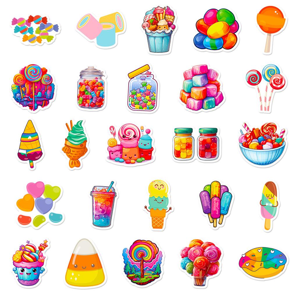 50 Stickers Colorful Candy Lollipop Dessert New Products Personalized DIY Decorative Stickers Waterproof Stickers
