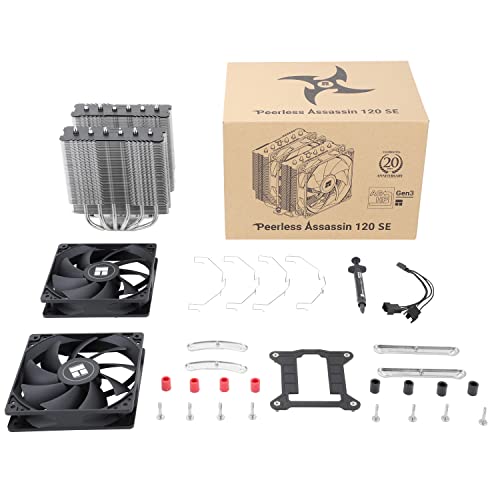 Thermalright Peerless Assassin 120 SE CPU Air Cooler, PA120SE, 6 Hot Pipe CPU Cooler, Dual 120mm TL-C12C PWM Fans, Aluminum Heatsink Cover, AGHP Techn