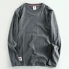 Daily Order Cutting Label Export Export Remaining Tail Order Cutting Label Men Long Sleeves T-shirt Spring and Autumn Pure Cotton Solid Color T-shirt