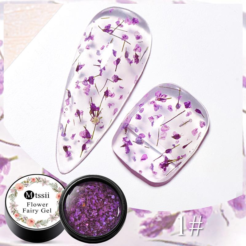 MTSSII 5 ml DIY Fairy Series Flower Glitter Gel Nail Polish 3D Natural Dried Flower Manicure Decoration Crystal Transparent Gel Polish Nail Art