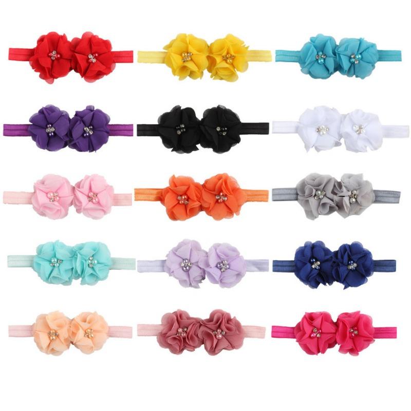 Solid Color Baby Headband, Flower Chiffon Rhinestone Floral Headband, Children's Flower Headband Hair Accessories