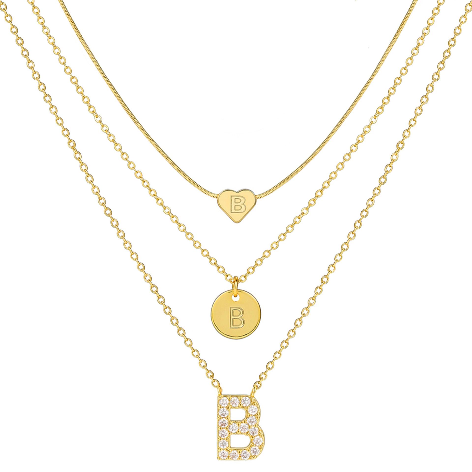 

IF ME 3 шт. Позолоченные ожерелья с инициалами в виде сердца для женщин Модные многослойные чокеры с буквами Медные металлические украшения Подарок