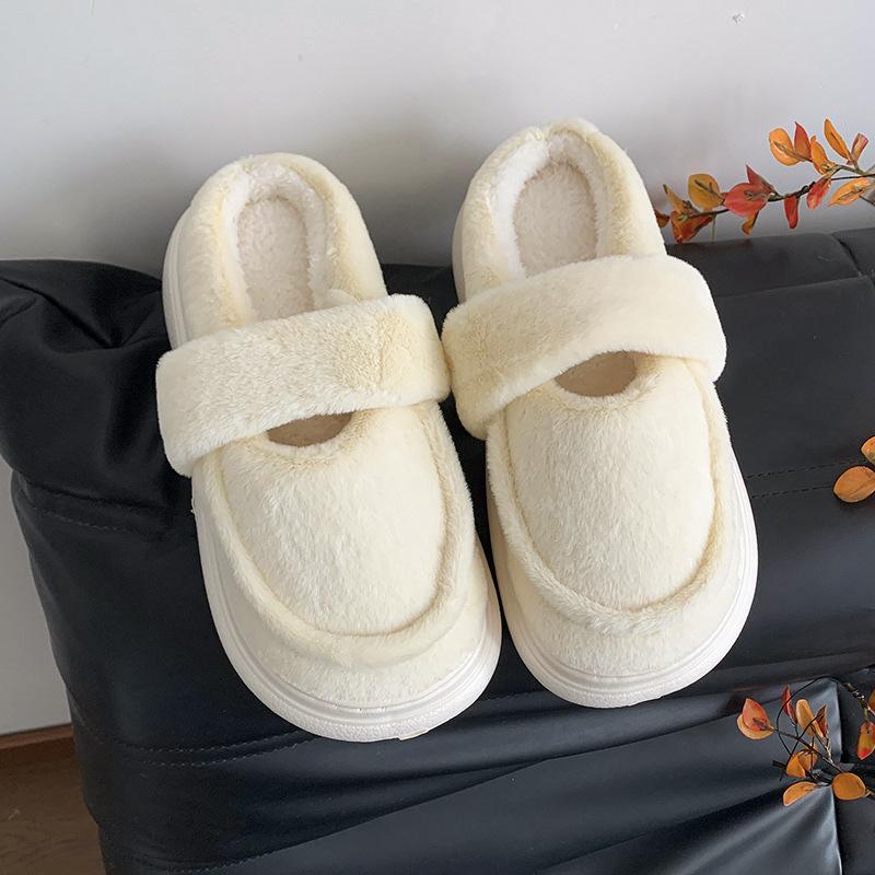 Light commuter casual cotton shoes round head platform slippers women's 2025 autumn and winter new height-increasing versatile Mao Mao shoes