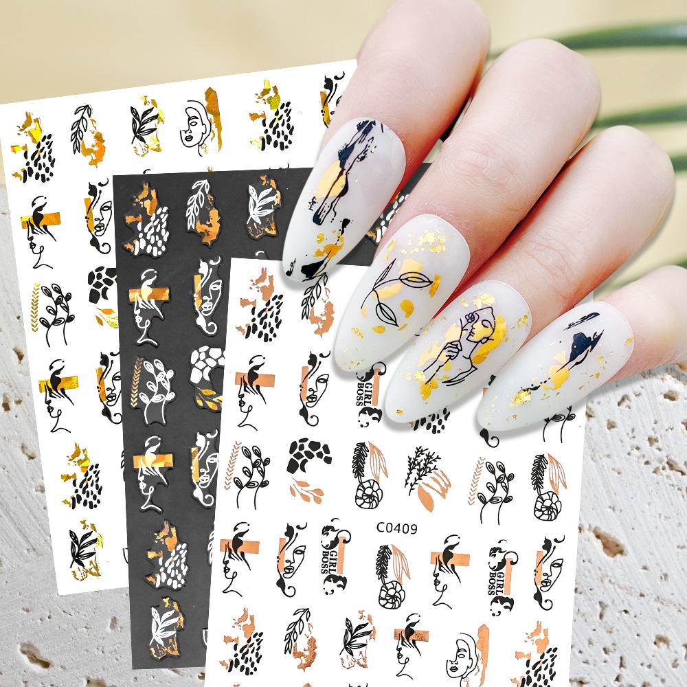 Stripe Abstract Mix And Match Nail Art Sticker Adhesive 3D Line Simple Retro Girl Nail Decoration Sticker